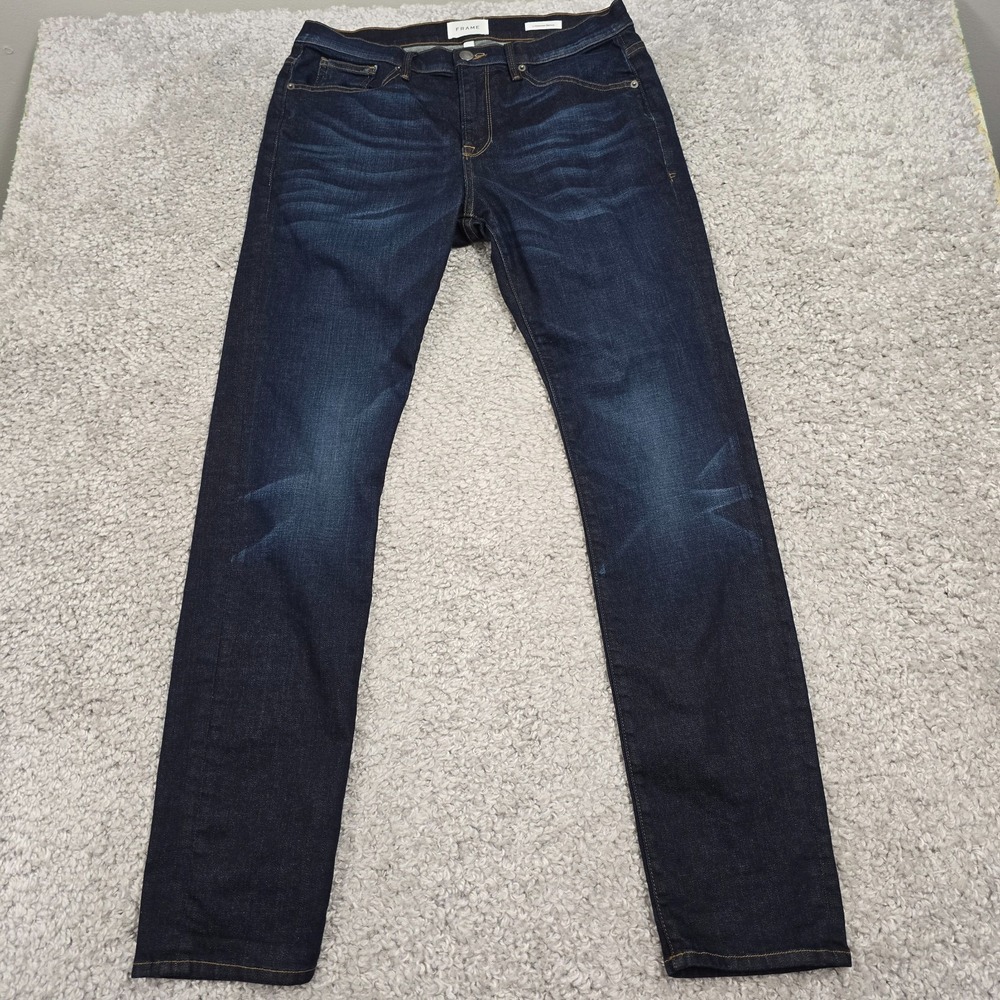 Frame L'Homme‎ Men Skinny Dark Wash Designer Denim Jeans Size 33 Urban Casual